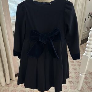 Elegant Navy Dress with Velvet Bow